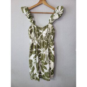 Abercrombie & Fitch Dress Puff Strap Babydoll  Mini Dress Leaf Print Size M